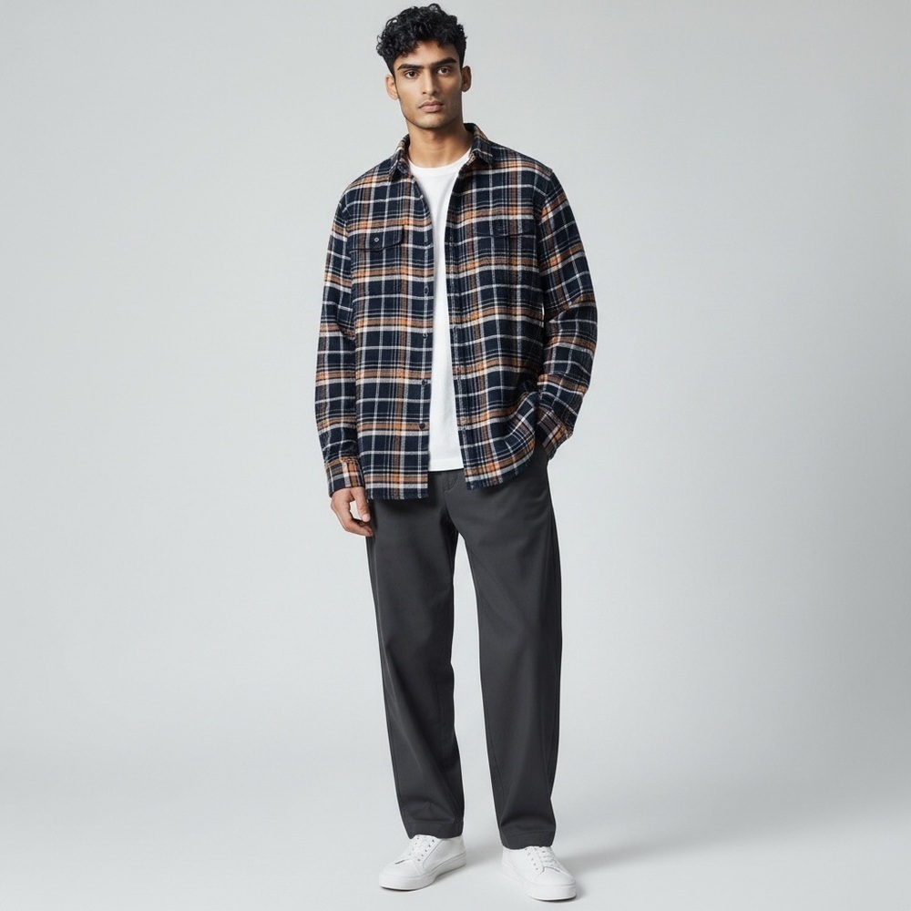 J. Crew Slim Fit 100% Cotton Plaid Flannel Men’s Long Sleeved Shirt Size Medium